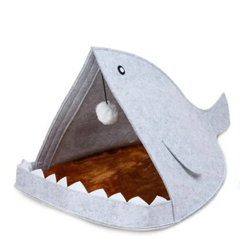 New Simple Shark Shape Felt Pet Nest Cute Animal Washable Felt Cat Litter Kennel Multicolor Optional Comfortable Pet Mat