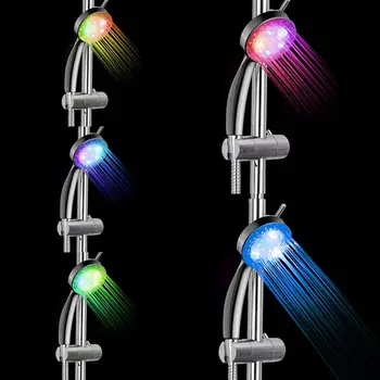 

Colorful Romantic Hand Held Round Shower Head Automatic Magic 7 Color 5 LED Lights Rainfall Experience Bathroom Accessories