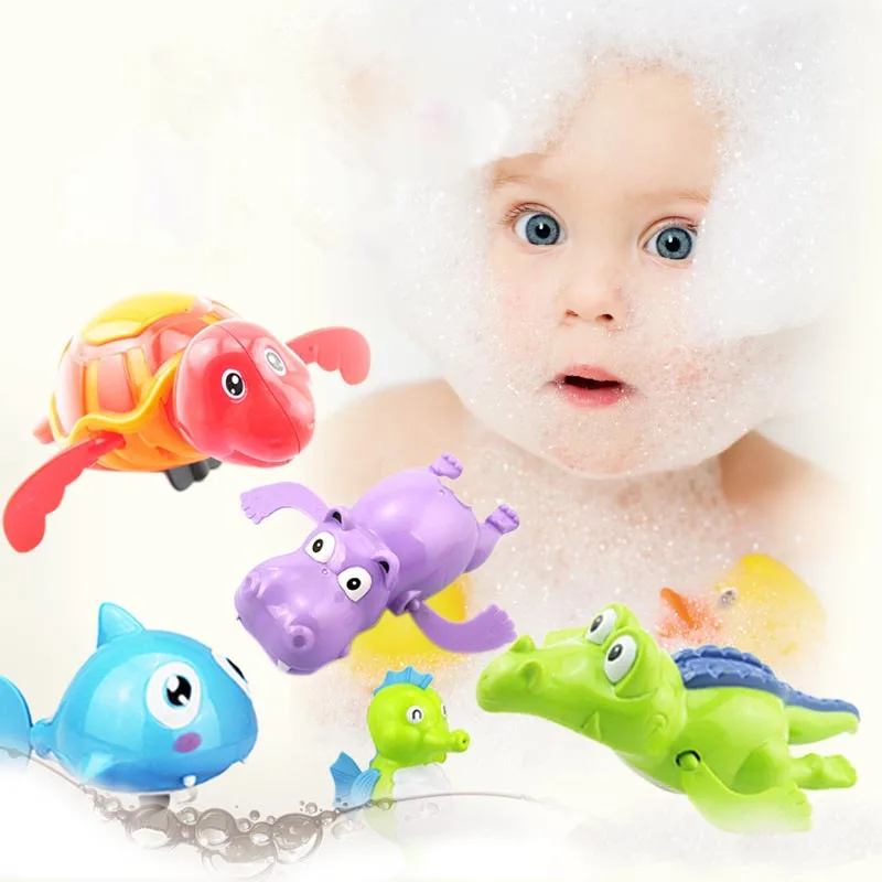 

1Pcs Plastic Baby Bath Animal Toy Cartoon Animal Mechanical Construction Bath Toy Water Playing Toy for Baby Kids