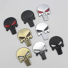 1Pcs 3D Metal Car Sticker Emblem Badge Decal Waterproof The Punisher Skull Sticker Motorcycle Car Styling Decoration Decal