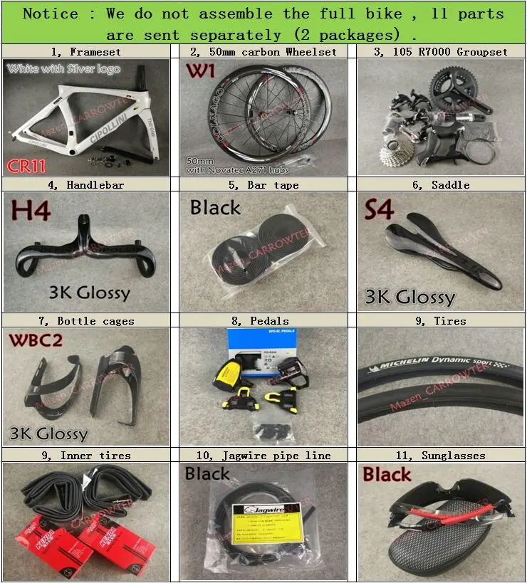 Clearance Silver logo White 2018 MCipollini RB1K THE ONE Bicycle Complete carbon road Cipollini bike with 105 R7000 groupset for choice 4