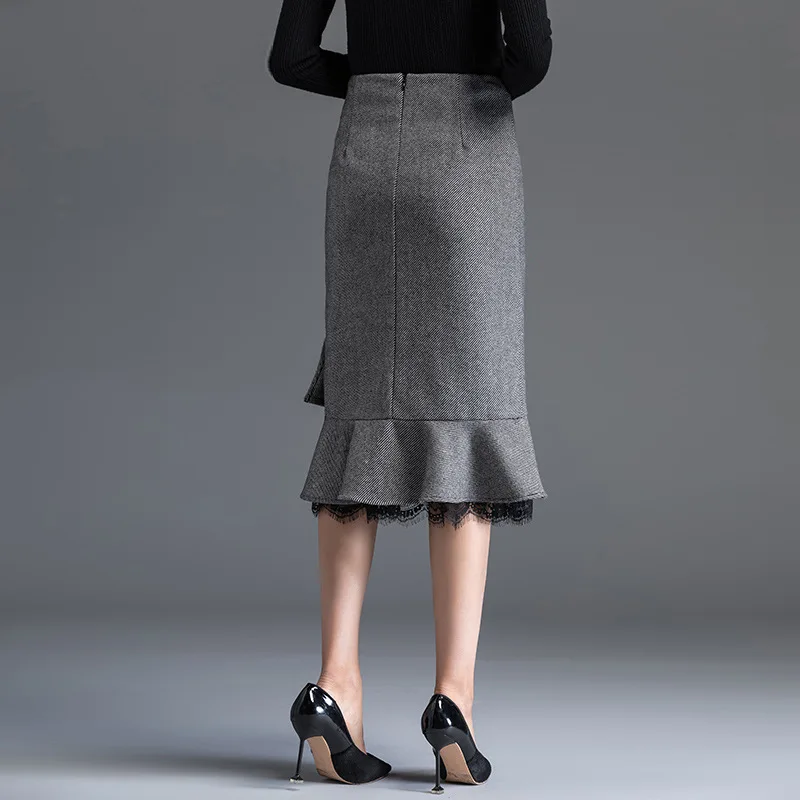 Autumn New Style WOMEN'S Dress Korean-style Irregular Lace Fishtail Skirt Manufacturers Q10219