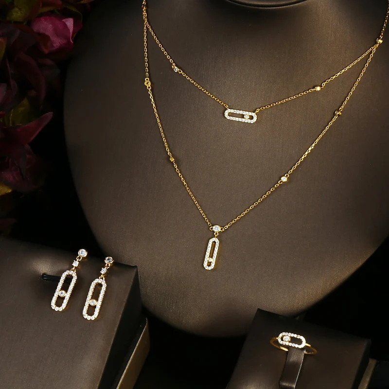 4pcs Bridal Zirconia Full Jewelry Sets For Women Party Luxury Dubai Nigeria CZ Crystal Wedding Jewelry Sets bridal jewelry sets crystal jewelry sets