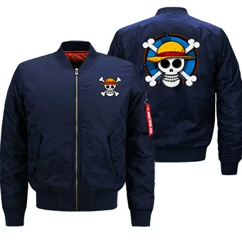

Japan Anime One Piece Autumn Winter Hot Sale Coat Thick Jackets Men Streetwear Casual Jacket Zipper Motorcycle Bomber Military