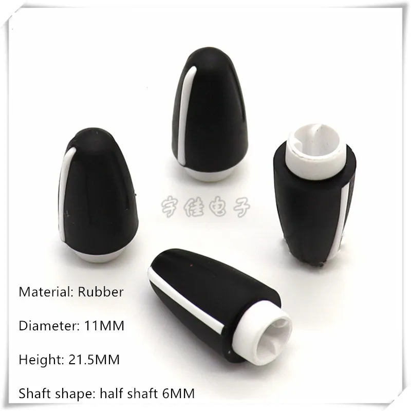 5 Piece 11×21.5MM rubber half shaft knob potentiometer rotary encoder volume switch knob suitable for D axis 6MM afbeelding