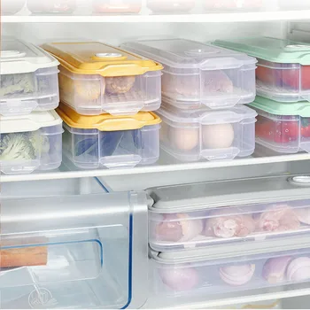 

Storage Box Refrigerator Fresh Fruit Vegetable Can Plastic Transparent Sealed With Lid Can Drain Container Kitchen Supplies