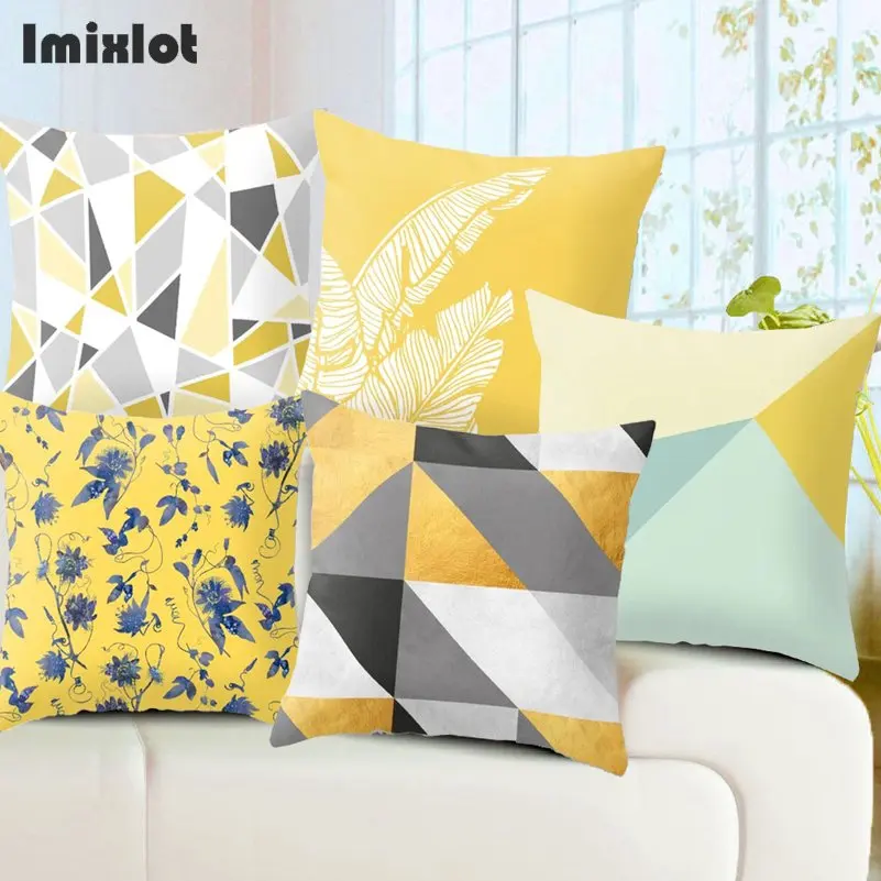 Car Seat Waist Cushion Cover Sofa Decorative Abstract Map Striped Geometric Printed Polyester Throw Pillow Home Decor Pillowcase