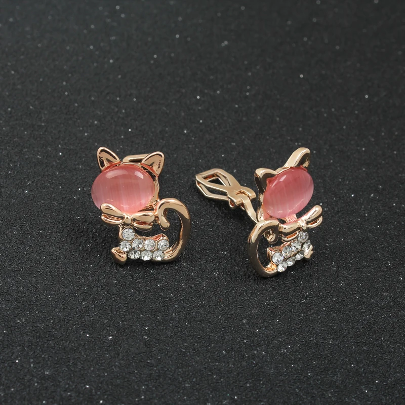 GRACE JUN Cartoon Enamel Rhinestone Clip on Earrings for Women Party Prom Charm Ear Clip Ear Clip Earrings