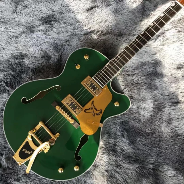 Custom Grand Gret Model Semi Hollow Body Jazz Electric Guitar In Green Color