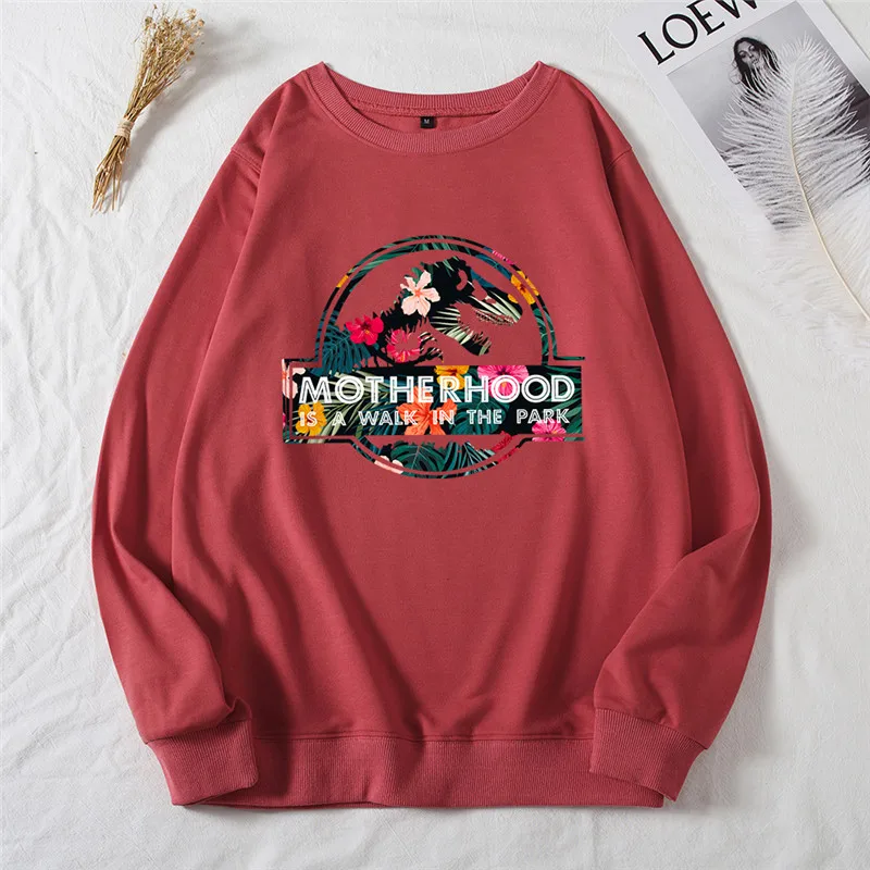 Plus Size New Dinosaur Print Hoodie Winter Oversized Hoodies Women Crewneck Sweatshirt Women Long Sleeve Clothing Pink Tops