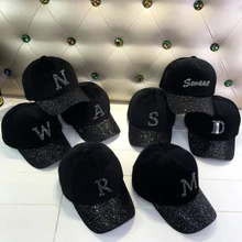 Пара шляпа Женская осень и зима корейский мохер бейсбольная кепка Повседневная водная дрель письмо шляпа с пайетками Студенческая Кепка s женщин и мужчин
