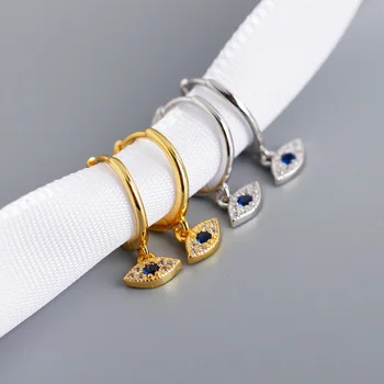 

LATS 925 sterling Silver Devil's Eye Dangle Earrings Retro Golden Blue Eyes Earrings for Women 2020 Fashion Jewelry Drop Earing