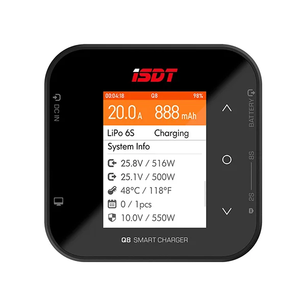 

ISDT Q8 500W 20A Batery Balance Smart Charger Discharger For 1-8S Lipo Batery