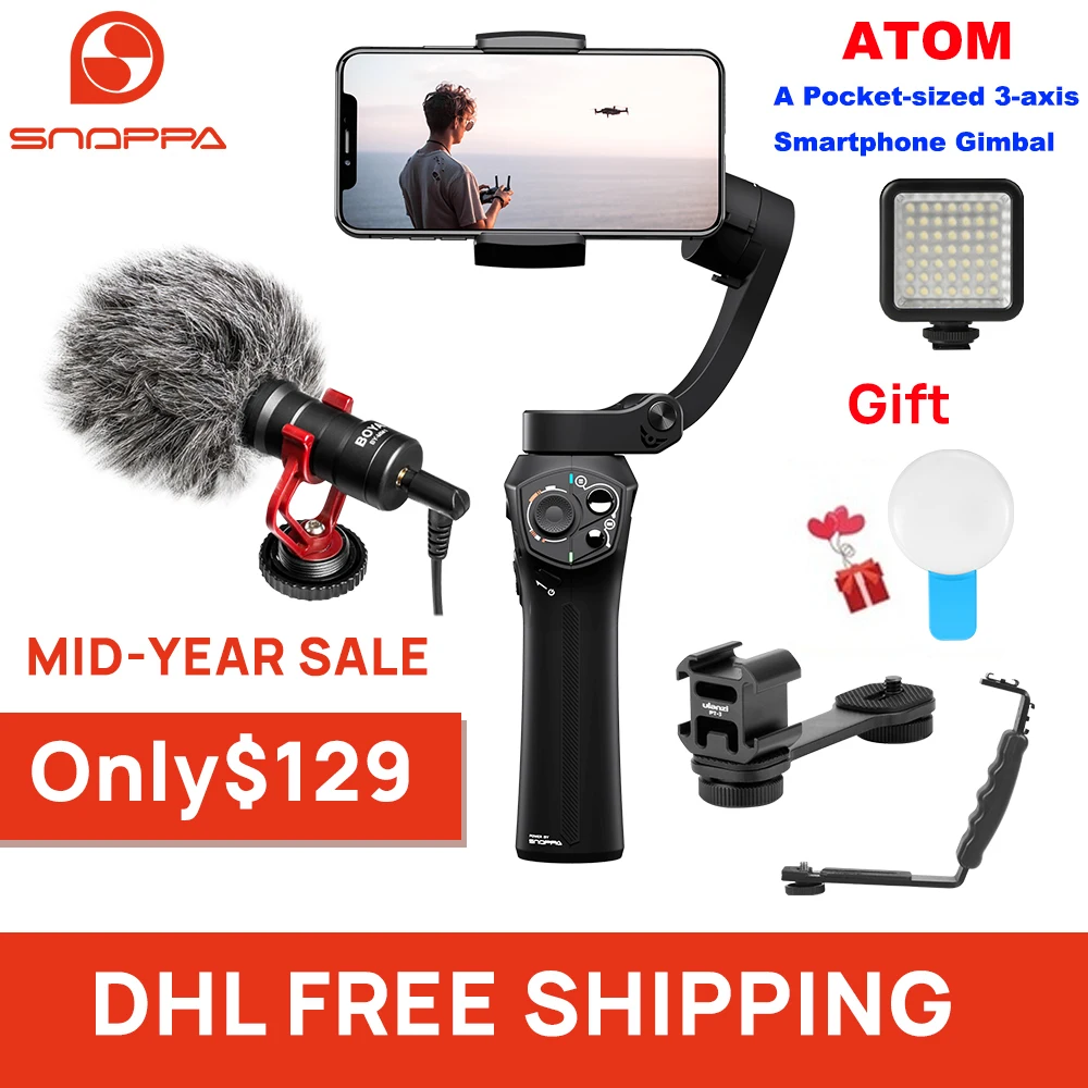 Snoppa Atom 3-Axis Handheld Gimbal Foldable Pocket-Sized Stabilizer for iPhone X huawei p30 Gopro hero 7 PK DJI OSMO Mobile 2