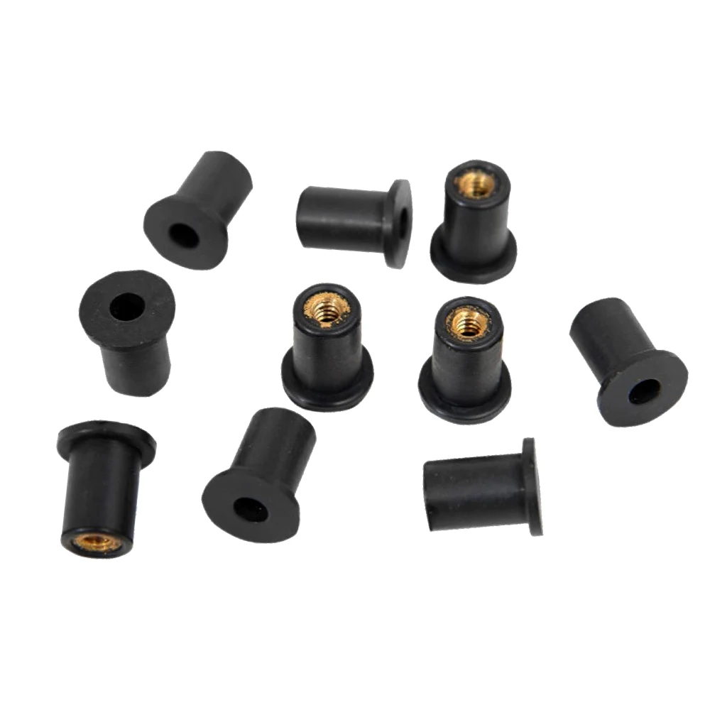 12Pcs Rubber Well Nuts M4 M5 Brass Insert 4mm 5mm Metric Wellnuts Motorcycle Windscreen