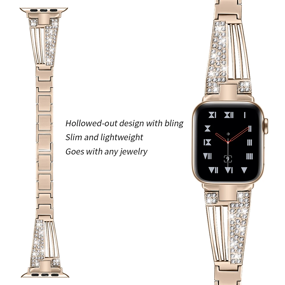 Для Apple Watch ремешок 40 мм 44 мм 38 мм 42 мм Женский Алмазный ремешок для iwatch серии 5 4 3 2 1 браслет ремешок из нержавеющей стали браслет