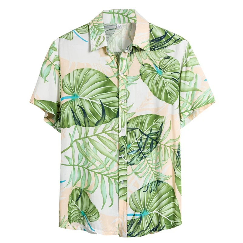 

2020 Men Blouse Hawaiian Beach Style New Fashion Shirt Short Sleeve Printed Shirt Cotton Top 2020