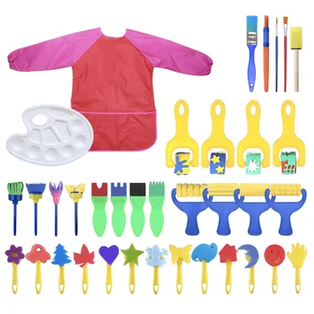 

36pcs Kids Early Learning Sponge Painting Brushes Kit,Sponge Drawing Shapes Paint Craft Brushes For Toddlers Assorted kids gifts