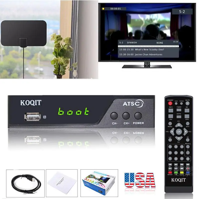 

North America USA / Korea Ota antenna atsc tuner Digital Converter Box Analog Digital TV Receiver ATSC tv recorder Media Player