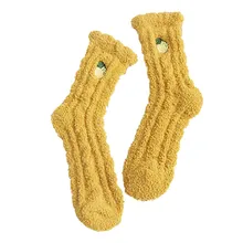 Womail, женские зимние домашние носки, вышивка, фруктовый носок для сна, женские зимние теплые длинные модные носки