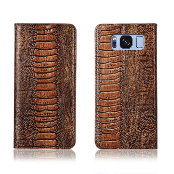 

Genuine real leahther ostrich foot pattern phone bag for Samsung Galaxy S8 Plus/Samsung Galaxy S8 flip case card slot holder