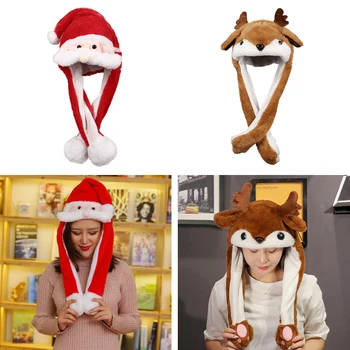 

2020 Christmas Hats Led Light Newly Cute Bunny Plush Hat Funny Playtoy Ear Up Down Rabbit Gift Toy For Kids Girls Girlfriend