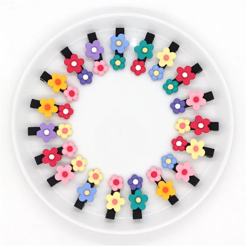 

1Pcs Candy Color Flower Hair Pins For Girls Cute Hair Clips Baby Girls Women Hair Accessories Black Metal Barrette Hairpin