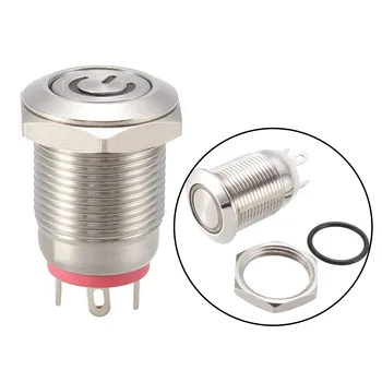

LED Metal Latching Push Button Switch Car RV Truck Boat SPDT ON OFF Switch Waterproof Self-Locking Round Marine Switch 12mm