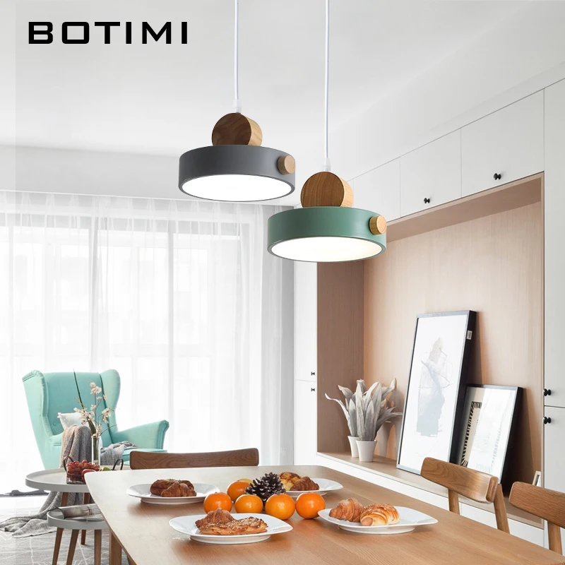 Скандинавские светодиодные подвесные светильники BOTIMI с металлическим абажуром