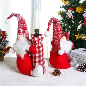 

Brand New Christmas Decorations Faceless Doll Red Wine Bottle Covers Santa Wine Bag Creative Xmas Party Decor 1Pcs