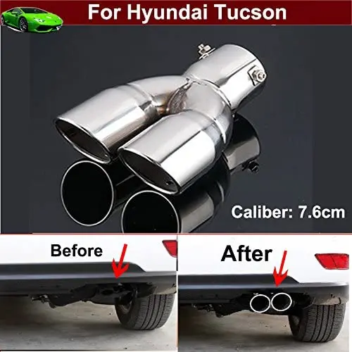 1pcs Stainless Steel Exhaust Muffler Rear Tail Pipe Tip Tailpipe Extension Pipes Custom Fit for Hyundai Tucson 2009- 2021 | Автомобили и