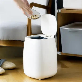 

The new type of press switch is not easy to damage European-style intelligent round trash can household anti-skid and dirt-resis