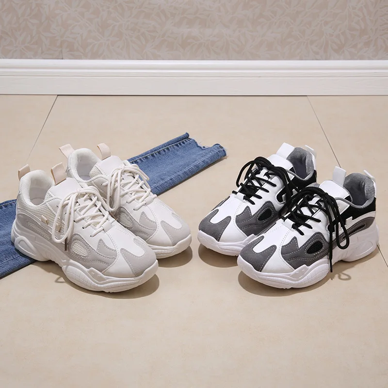 Женские кроссовки; коллекция года; Модные Белые Повседневные туфли; брендовые сетчатые туфли на платформе для папы; кроссовки для прогулок; обувь