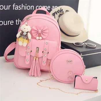 

Teenager School Bag Children Backpack Animal The Girl's Casual Three-Piece Backpack