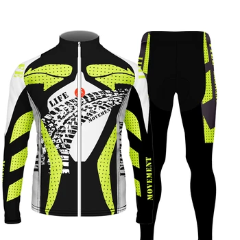 

3D Fashion Men's Cycling Jersey Long Sleeve Trousers Bib Suit Set Sports Quick-Dry Cool Track Pants Set Fitness Quality Fabric