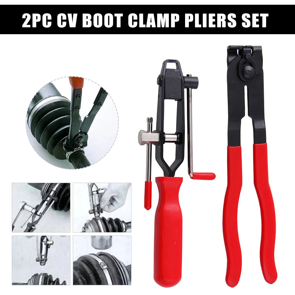 2pc CV Joint Boot Clamp Set Ear Type Boot Pliers Car Banding Tool Kit 