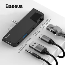 Baseus Multi USB C HUB to USB 3.0 HDMI RJ45 For Surface Go Pro 4 in 1 USB C HUB Splitter Adapter USB HUB Accessories