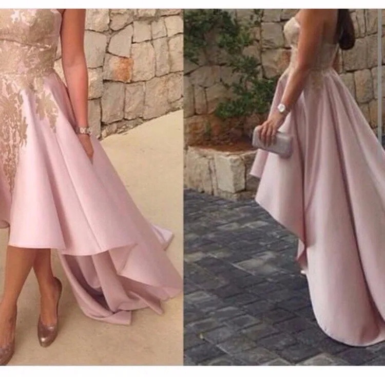 Платье без Бретелек Спереди короткое длинное сзади с аппликацией vestido de festa платье для выпускного вечера Платья Подружки невесты с открытыми плечами