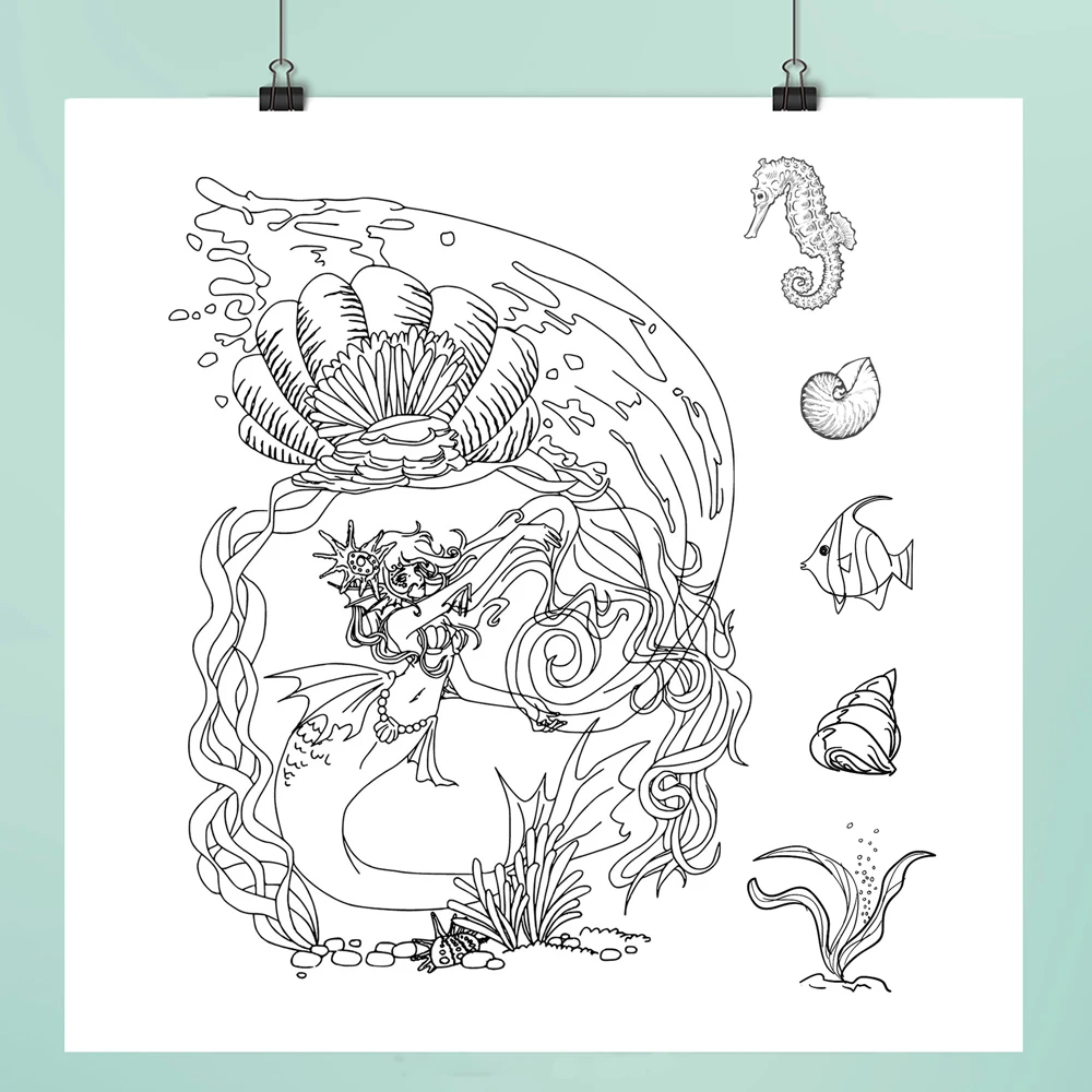 

Pretty mermaid Clear Stamps For DIY Scrapbooking/Card Making/Album Decorative Rubber Stamp Crafts