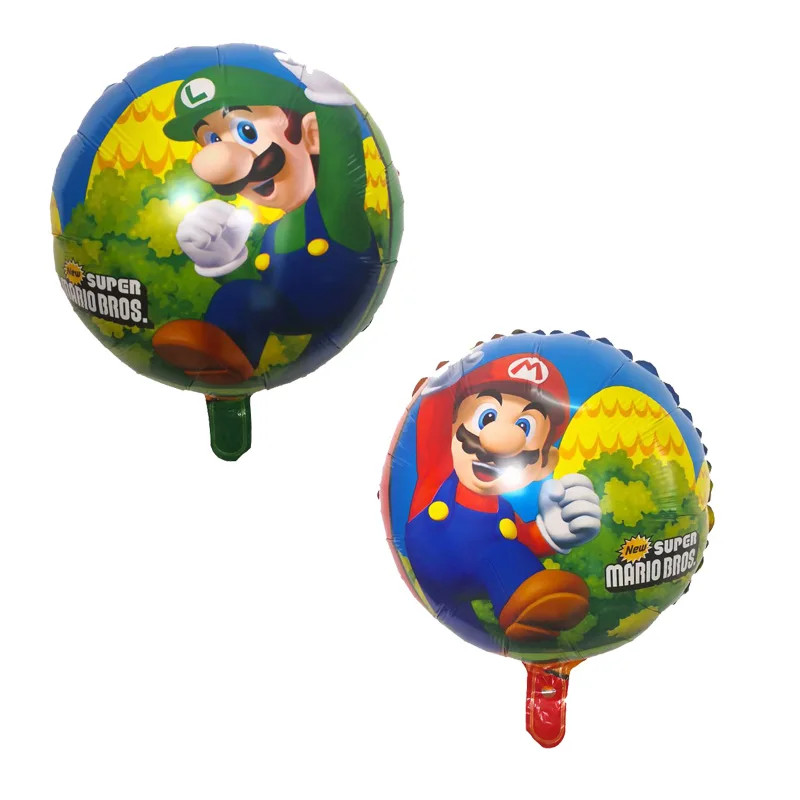 10 шт. воздушные шары из фольги Super Mario 18 дюймов синие и красные круглые товары для