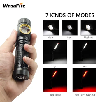 

5pcs/lot T6+COB 7 Modes Led Flashlight USB Rechargeable Working Light Magnetic 18650 Lantern Camping Lamp for Auto Repairing