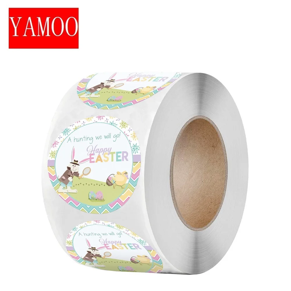 Pegatina de juguete de Pascua, sello r Thanks Artesanías hechas a mano, etiqueta de decoración redonda de conejo