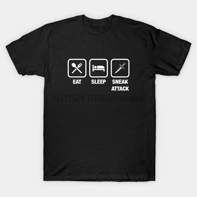 Мужская футболка с принтом хлопковая новый стиль Eat Sleep Sneak Attack DnD настольная для