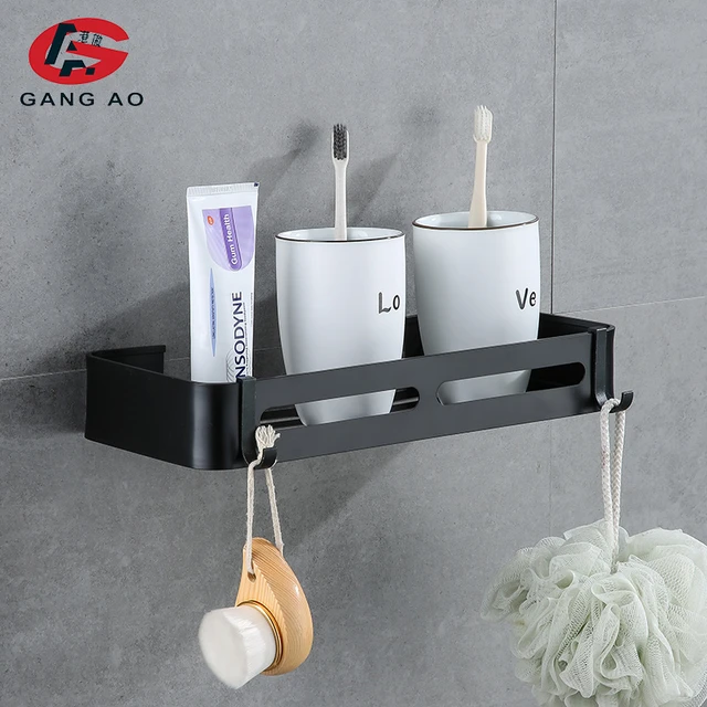 Self Adhesive Bathroom Shelves Corner Shower Shelf Aluminum Wall Shampoo Storage  Rack Holder Kitchen Bathroom Accessories Black - AliExpress