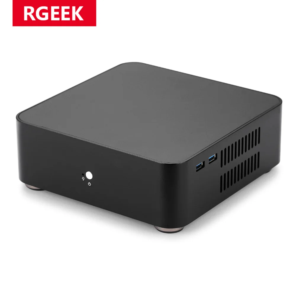 RGEEK L60 All Aluminum Chassis Computer Case Mini Desktop Mainframe PSU HTPC Mini ITX DIY PC Cases USB3.0 Power Supply Optional