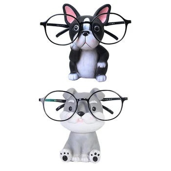 

2x Puppy Dog Glasses Holder Stand Eyeglass Retainers Sunglasses Display Cute Animal Design Gift (Schnauzer&Bulldog)