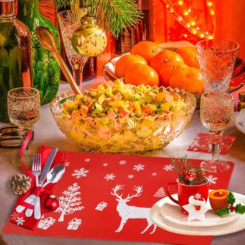 

12pcs/set Heat Resistant Anti Stain PVC Placemat Dustproof For Christmas Practical Home Dining Room Multifunction Table Decor