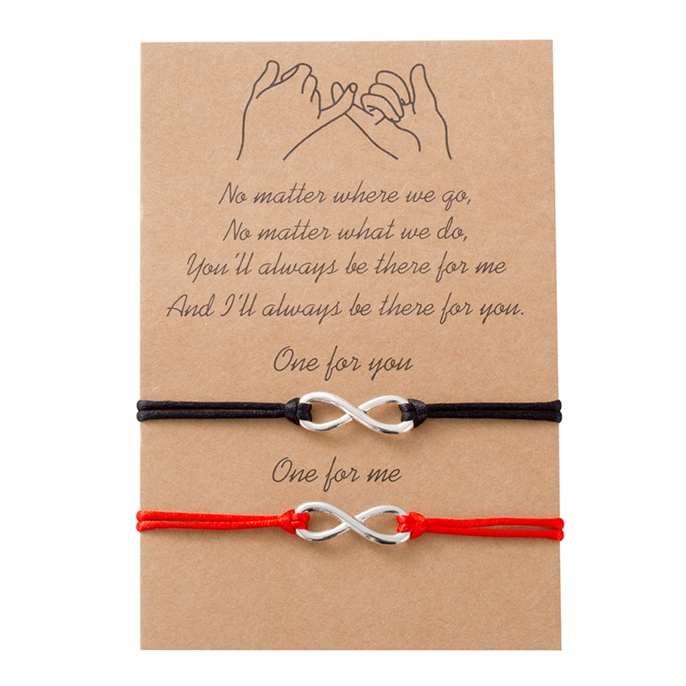Eif Dock Handmade Braided Eight-character Lucky Couple Rope String Infinity Adjustable Bracelet For Women Male Lovers Friendship