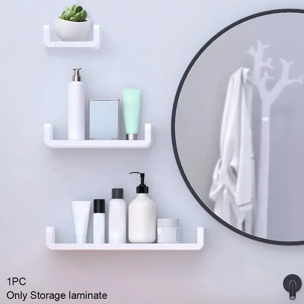 Bathroom Shelf Storage-Organizer Wall-Shelves White Rack Drilling Plastic Waterproof
