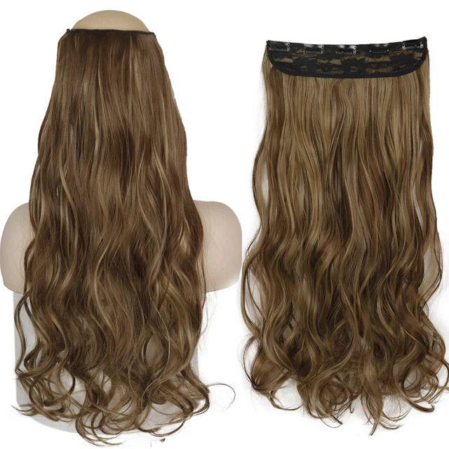 MERISIHAIR 32inch Synthetic Hair Extensions One piece 5 Clips Long Straight High Temperature Fiber Black Brown Hairpiece 88-12h24